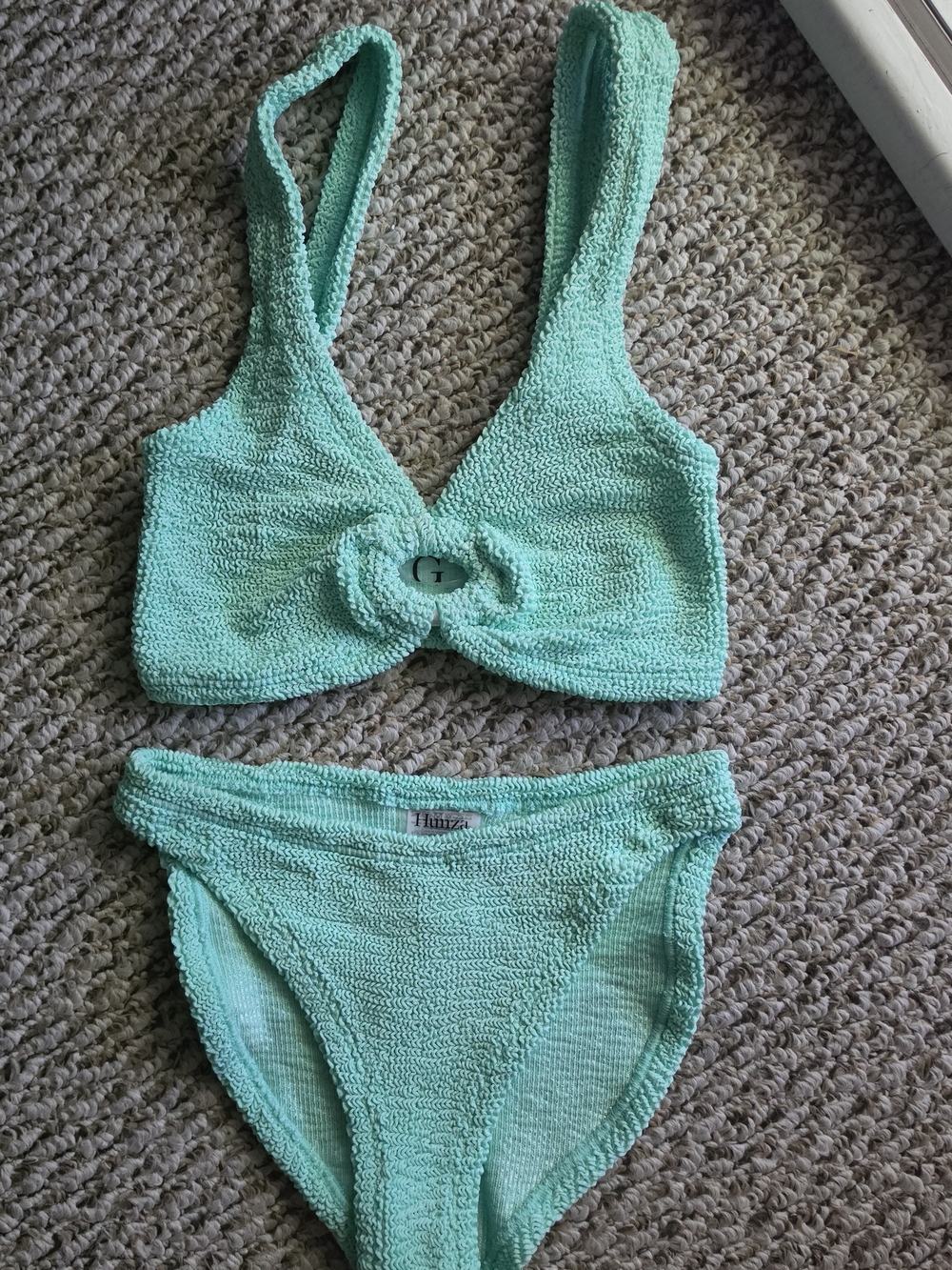 Hunza G Mint Green Textured Bikini Set